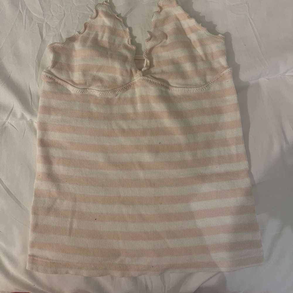 Brandy Melville Pink and White Striped Top